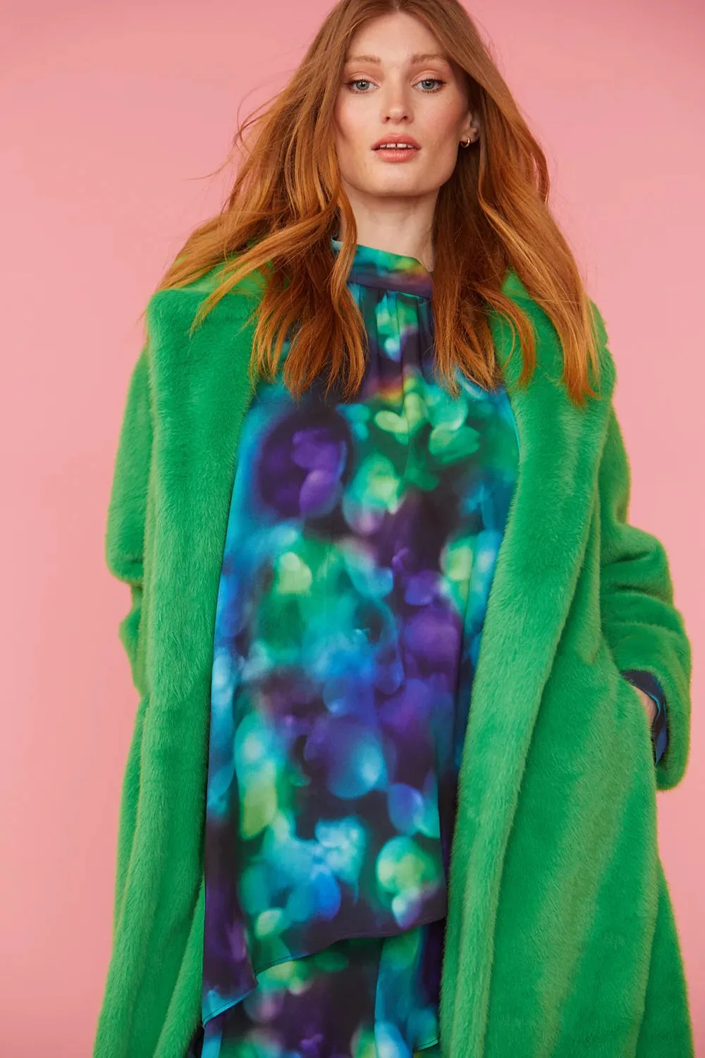Green Faux Fur Duchess Coat