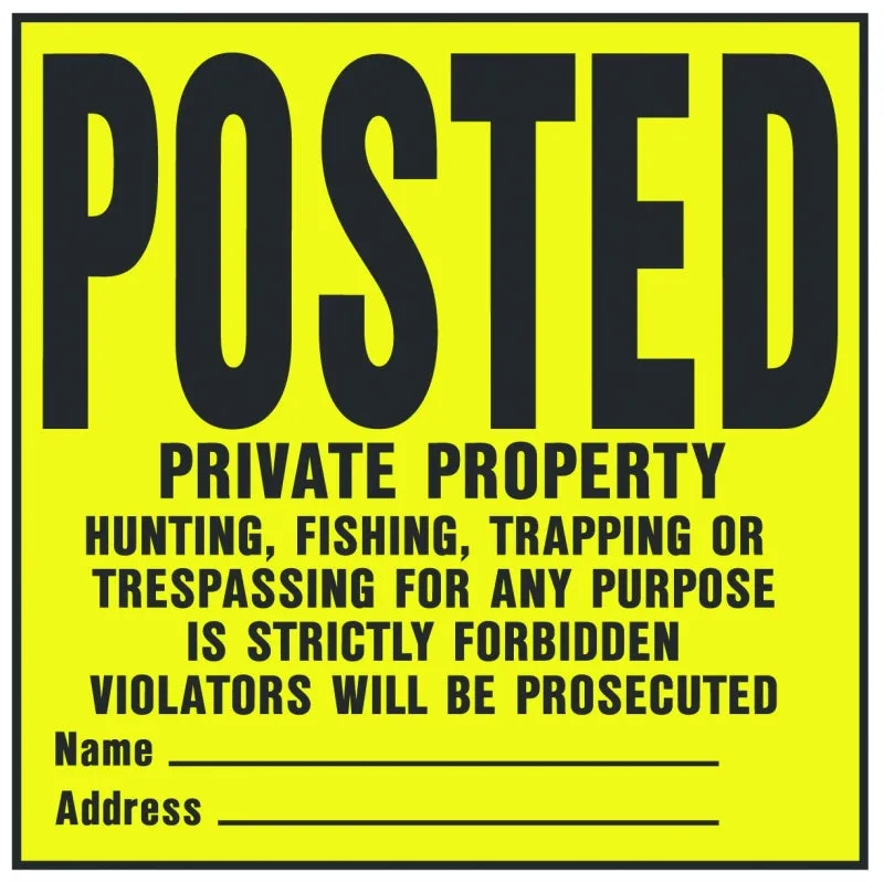 Hy-Ko YP-1 Novelty Legal Sign, Square, Black Legend, Yellow Background, Plastic, 11 in W x 11 in H Dimensions :EA: QUANTITY: 20