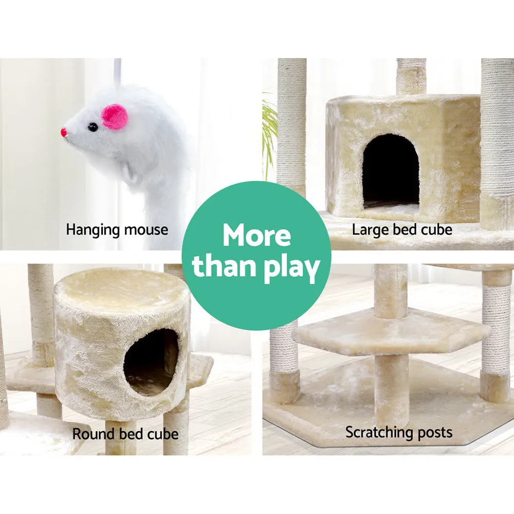 i.Pet Cat Tree 203cm Trees Scratching Post Tower Condo House Furniture Wood Beige