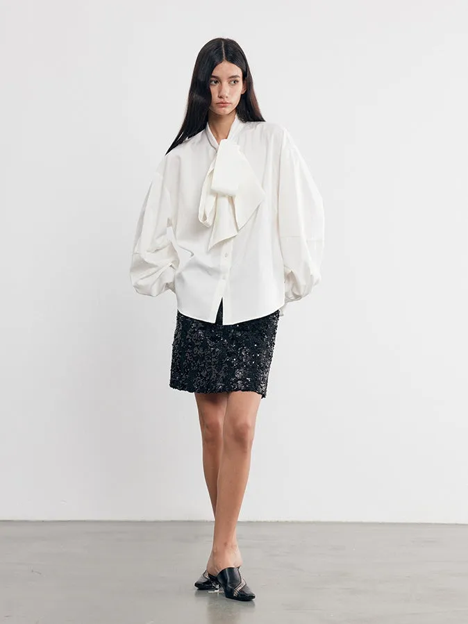 Irregular Sequin Woven Tweed Short Skirt
