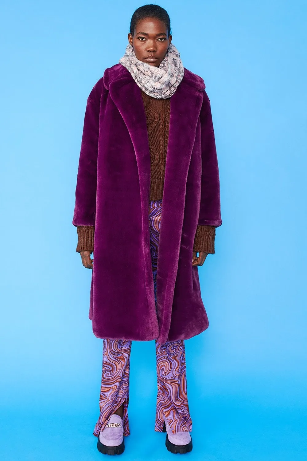 JAYLEY | Shaved Shearling Coat | Purple