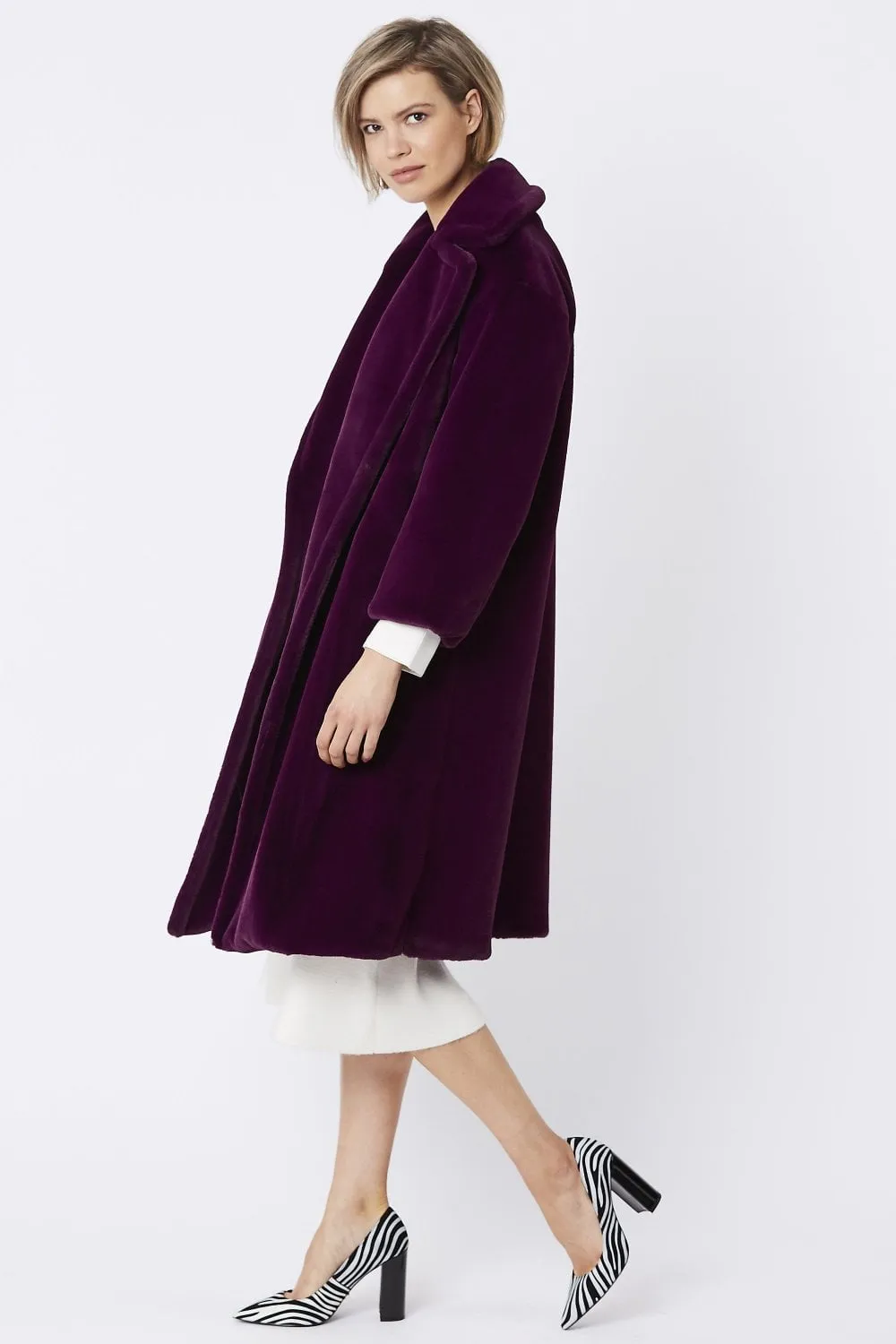 JAYLEY | Shaved Shearling Coat | Purple