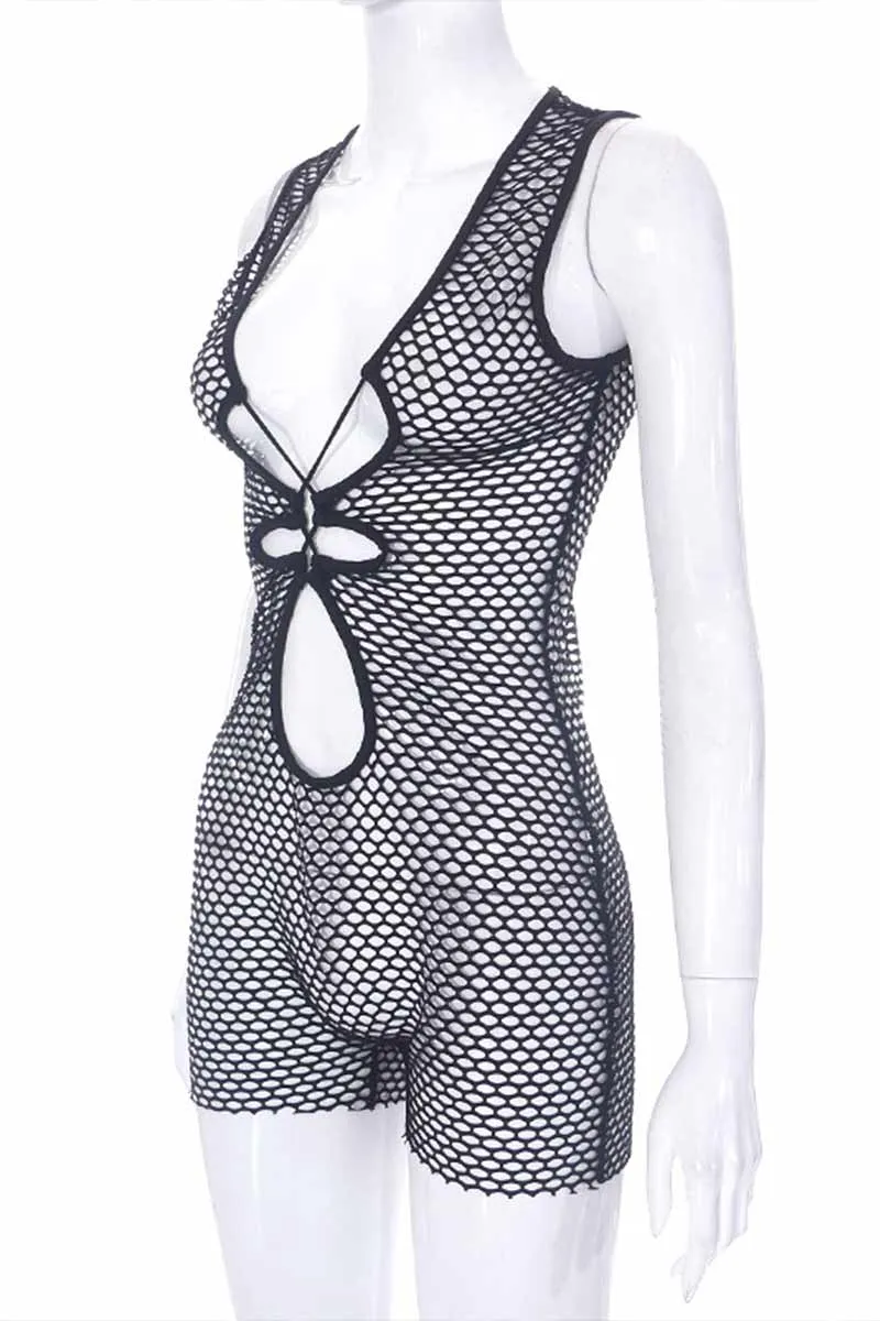 JG701 Plunging Sleeveless Romper