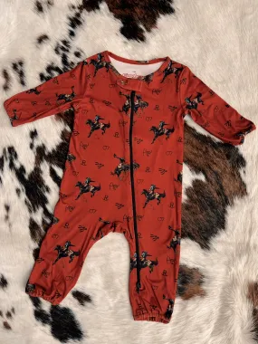 Kid's Vintage Bronc Red Jumpsuit