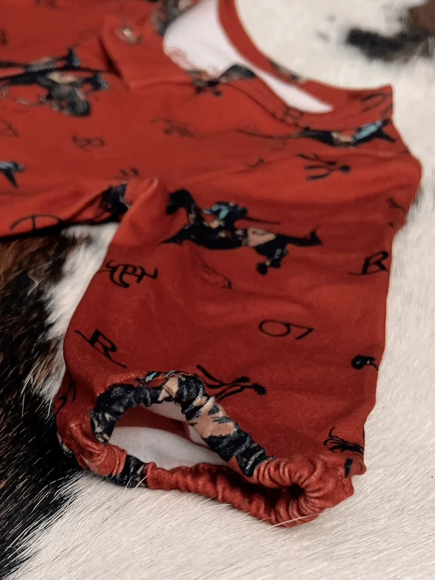 Kid's Vintage Bronc Red Jumpsuit
