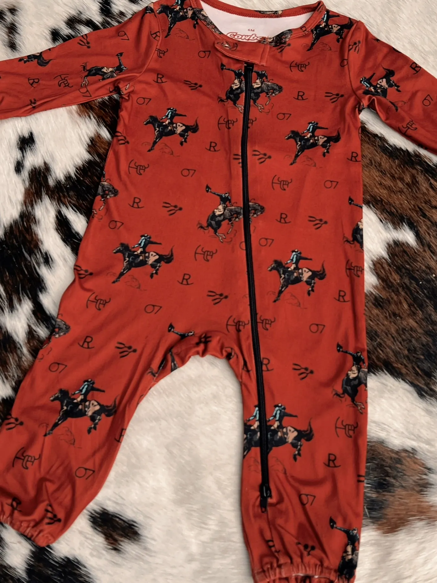 Kid's Vintage Bronc Red Jumpsuit