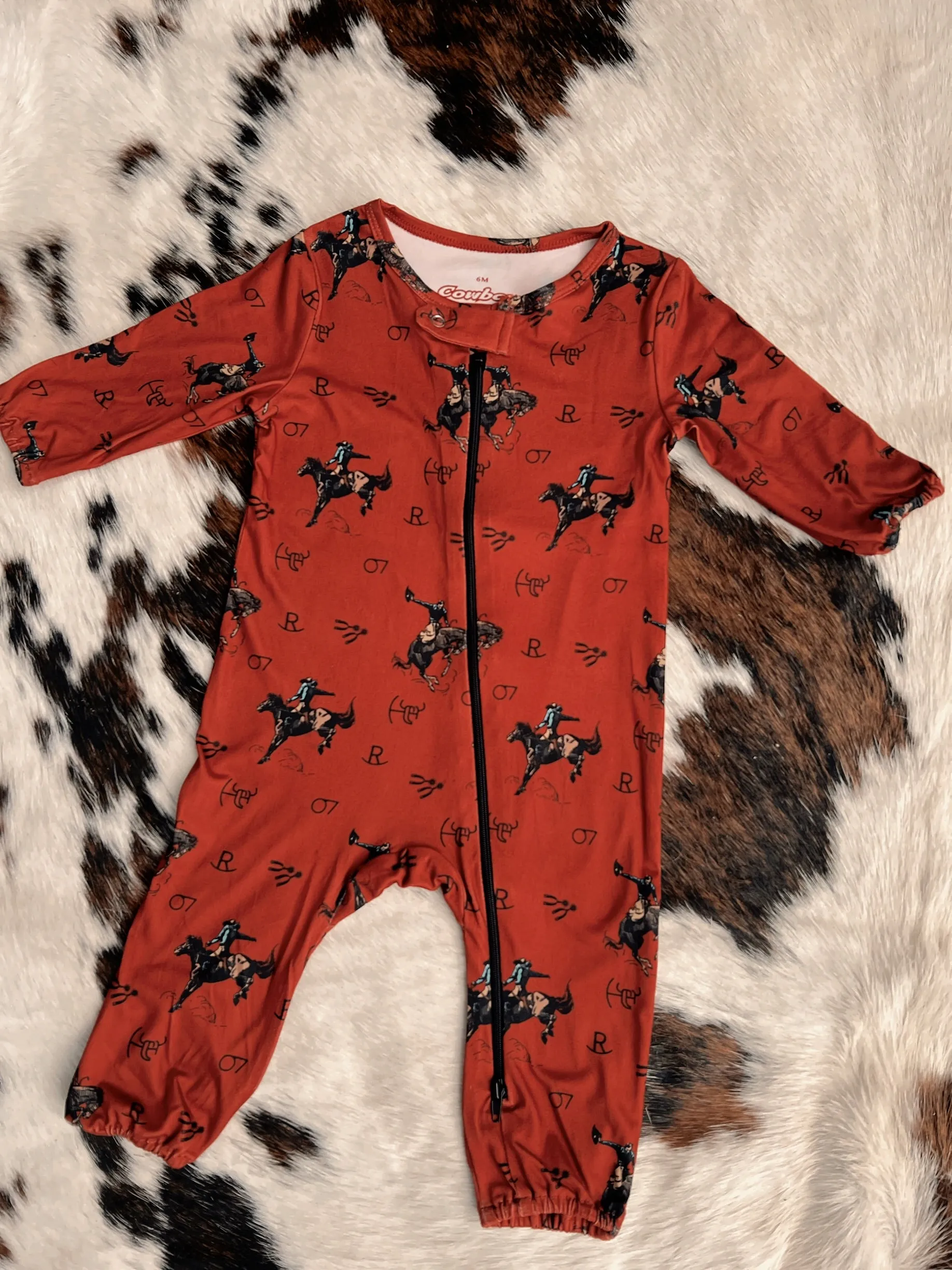 Kid's Vintage Bronc Red Jumpsuit