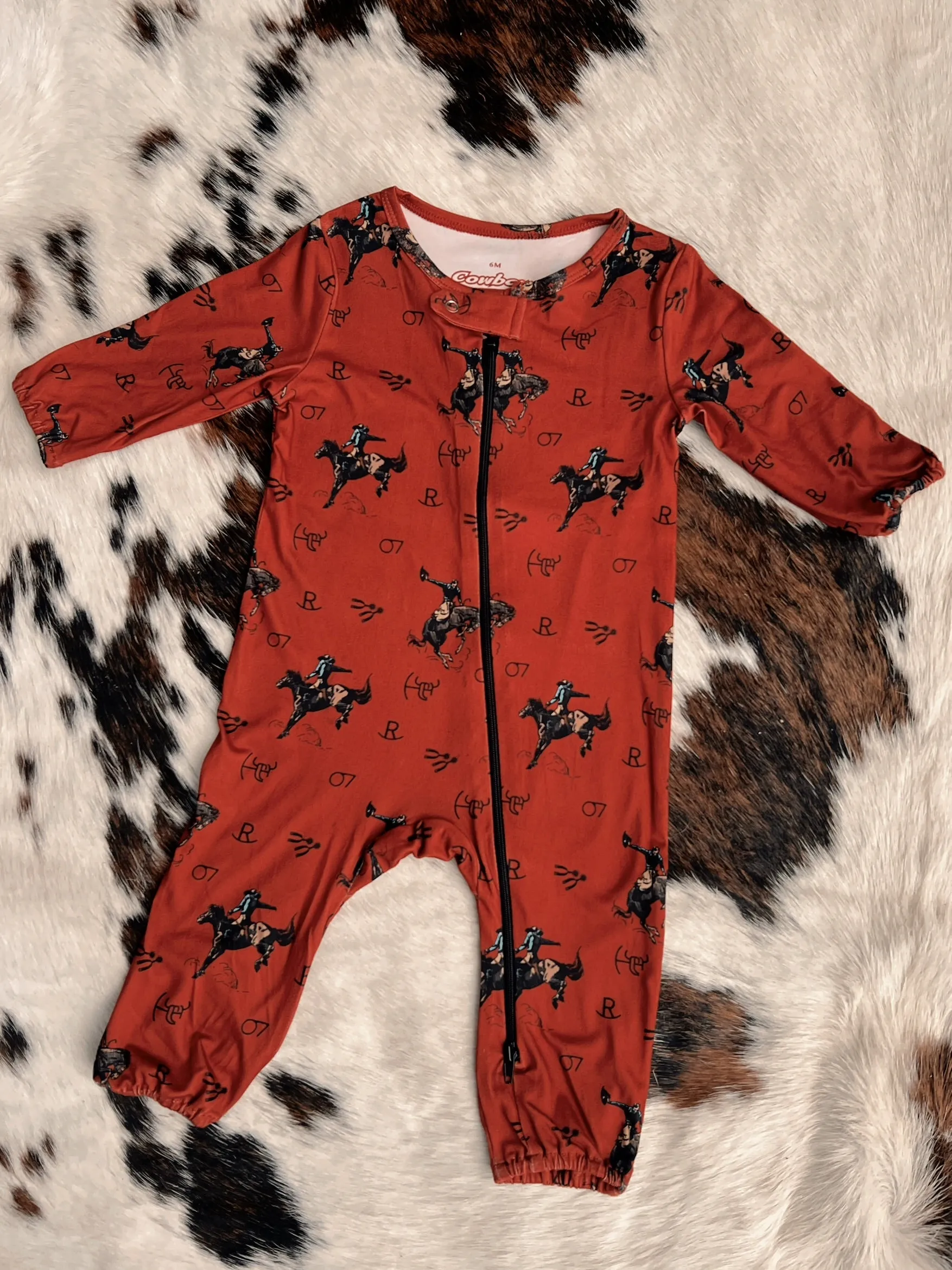 Kid's Vintage Bronc Red Jumpsuit