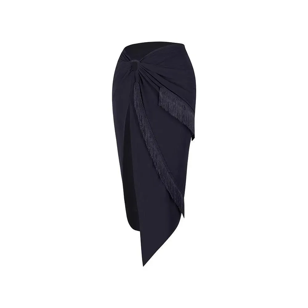 Long Dance Skirts with Fringed Skirt and High Slit for Women