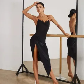 Long Dance Skirts with Fringed Skirt and High Slit for Women