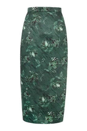 Lorelei Skirt | Green Roses On Marble Print