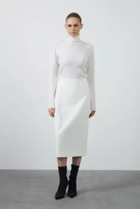 Midi Straight Form Ecru Skirt