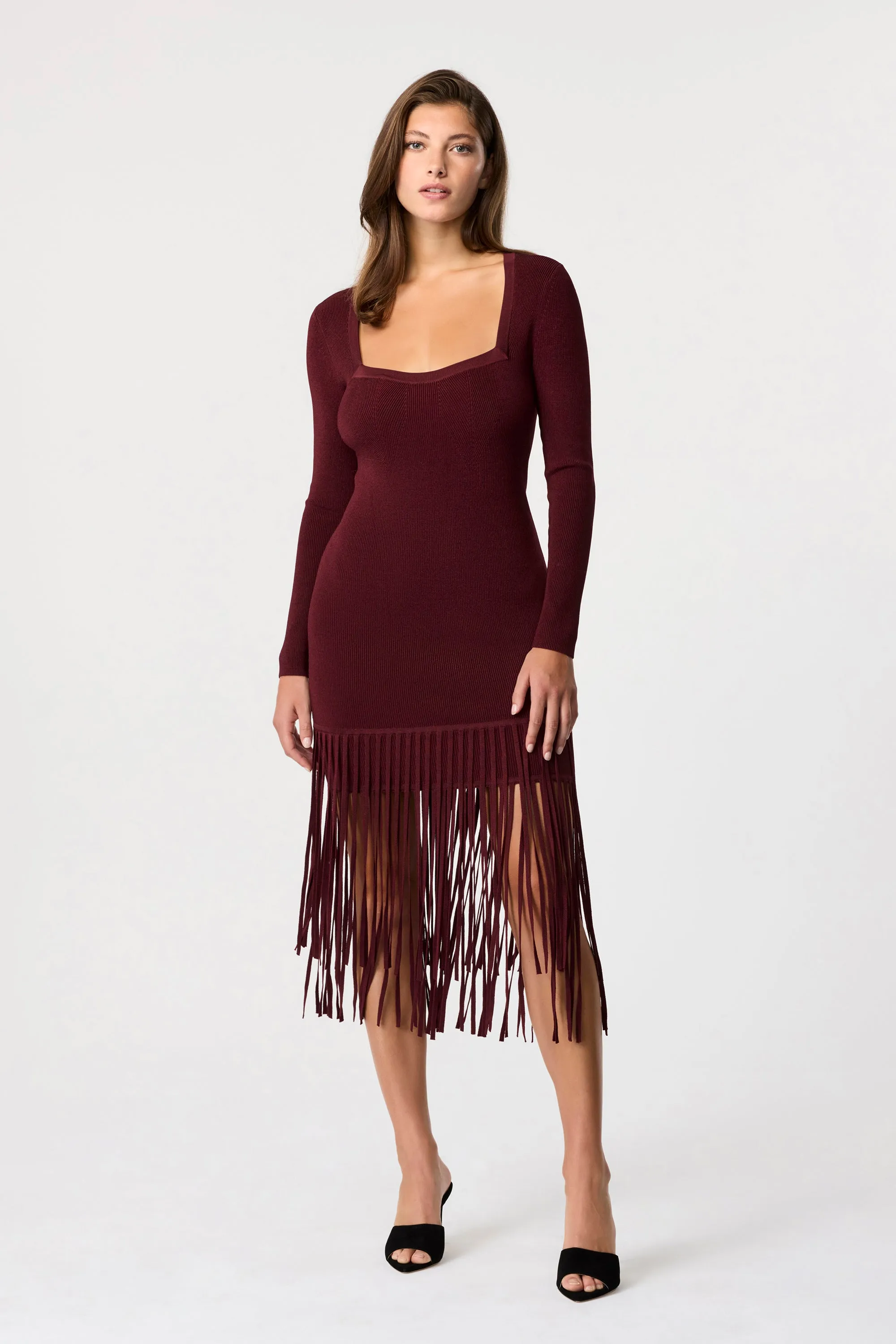 Mila Fringe Knit Midi Dress