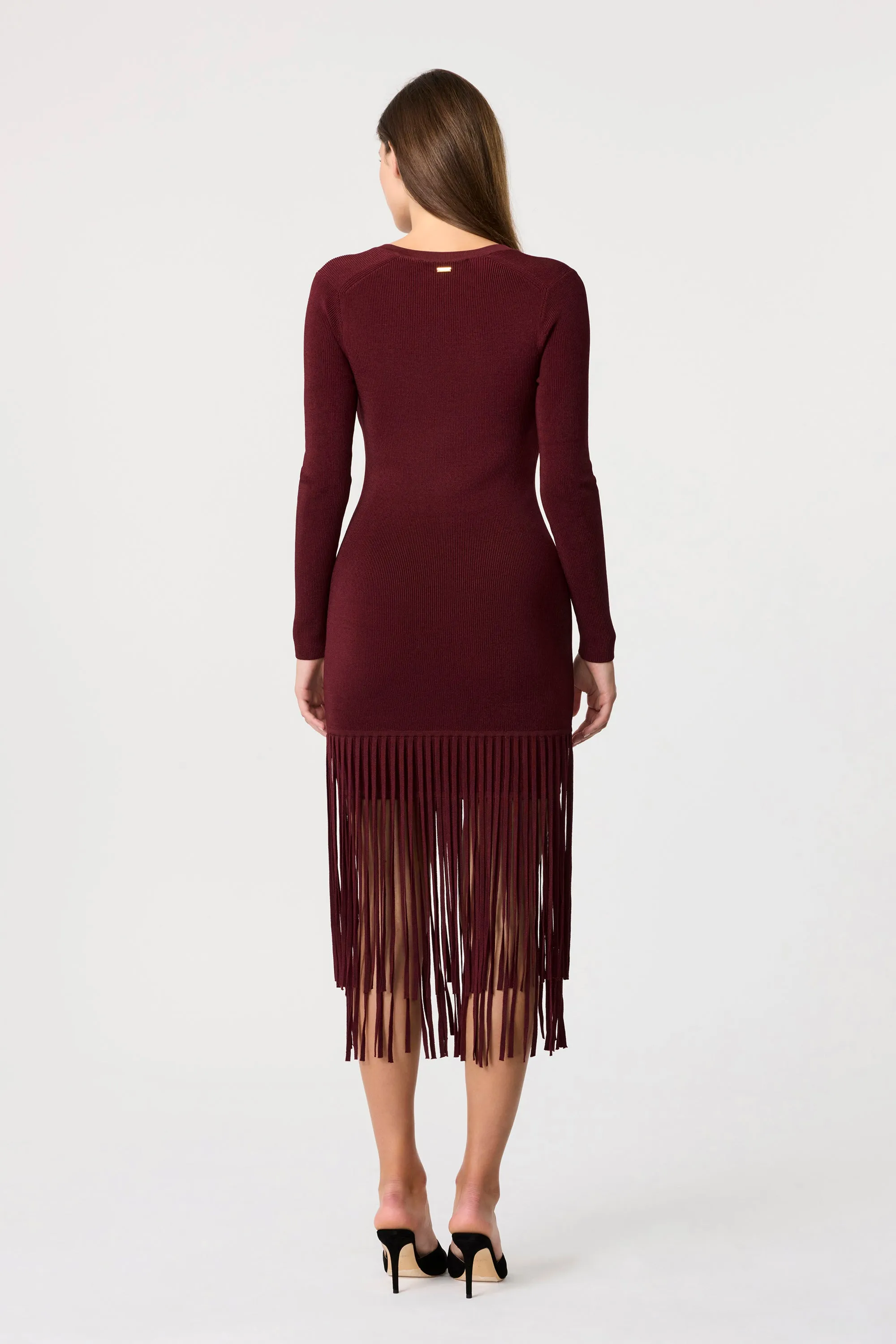 Mila Fringe Knit Midi Dress