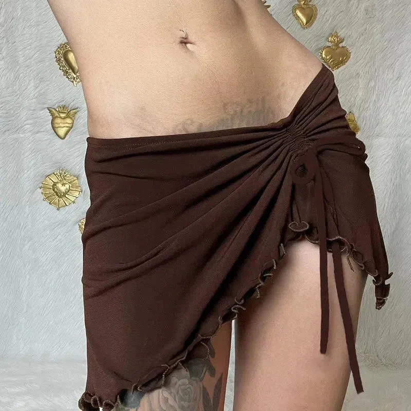 Milène – Ruched design – Asymmetrical mini skirt