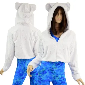 Minky Faux Fur Bear Ear Crop Jacket