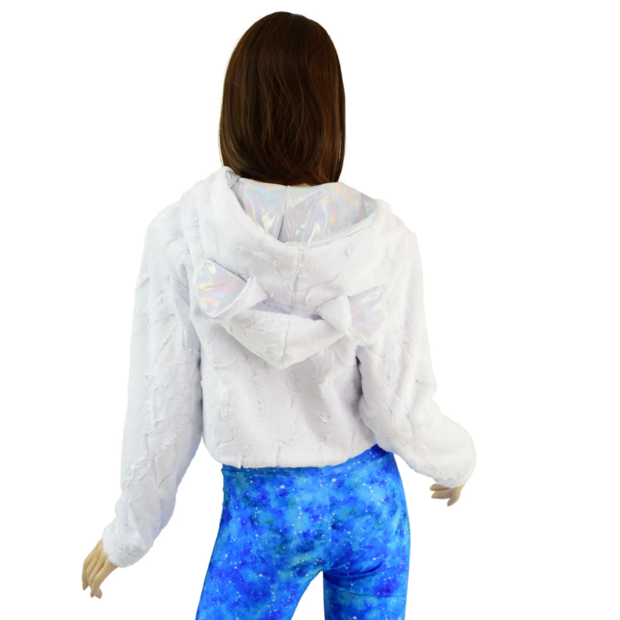 Minky Faux Fur Bear Ear Crop Jacket