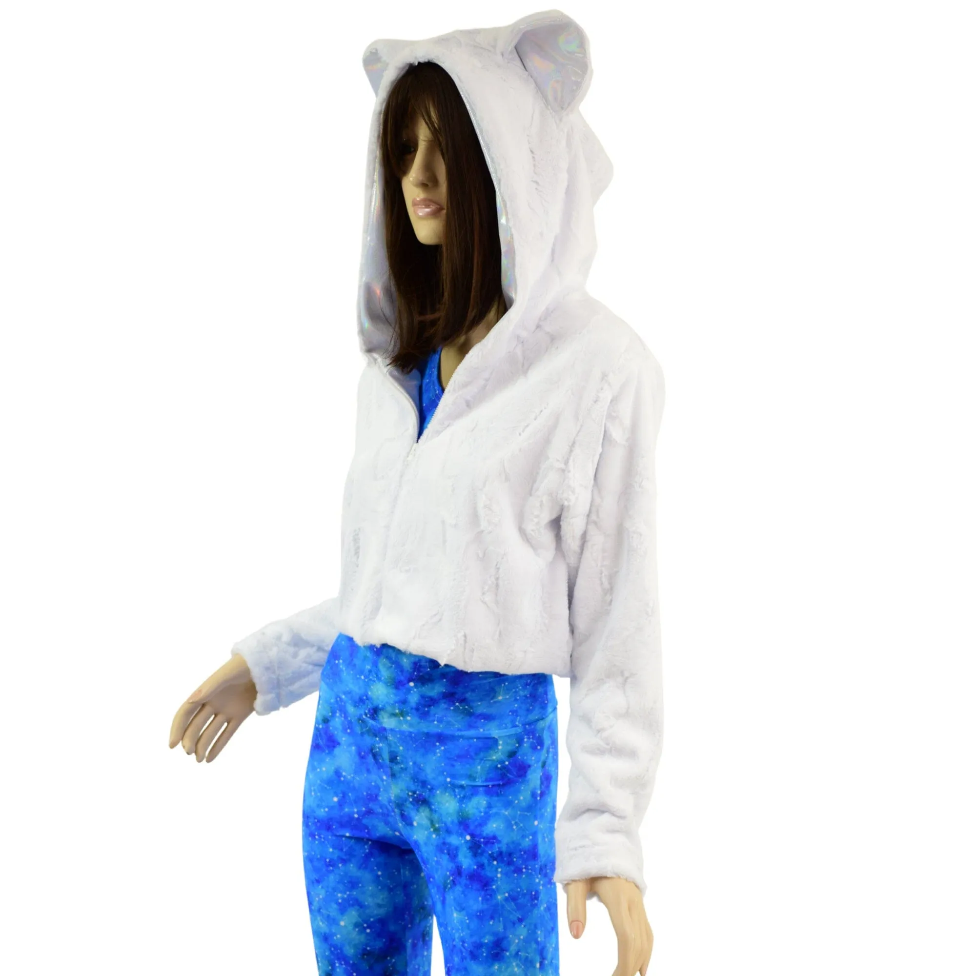 Minky Faux Fur Bear Ear Crop Jacket
