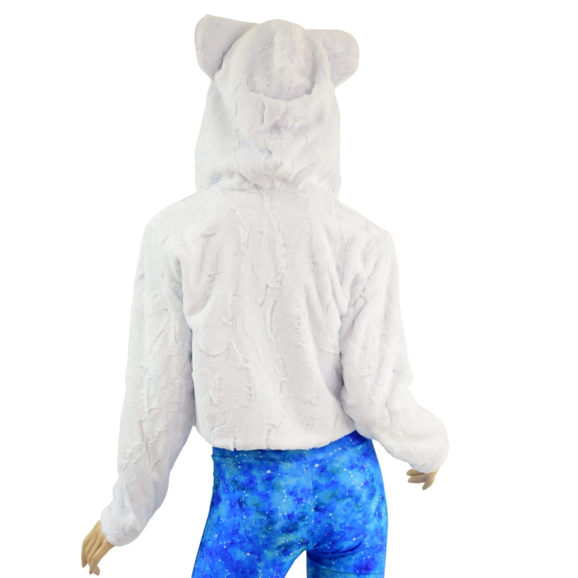 Minky Faux Fur Bear Ear Crop Jacket