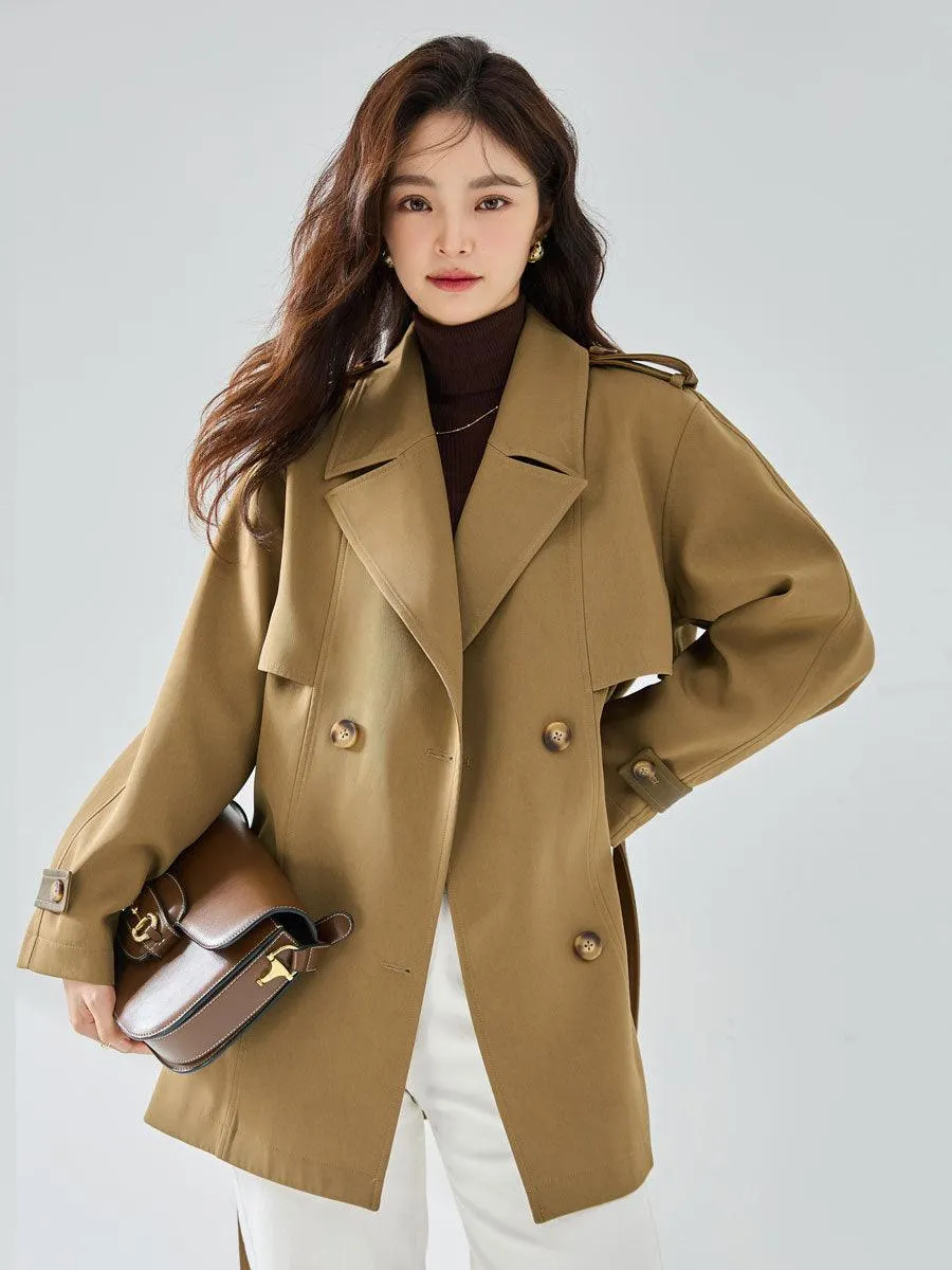 New Casual Elegant Elegant Short Trench Coat Women
