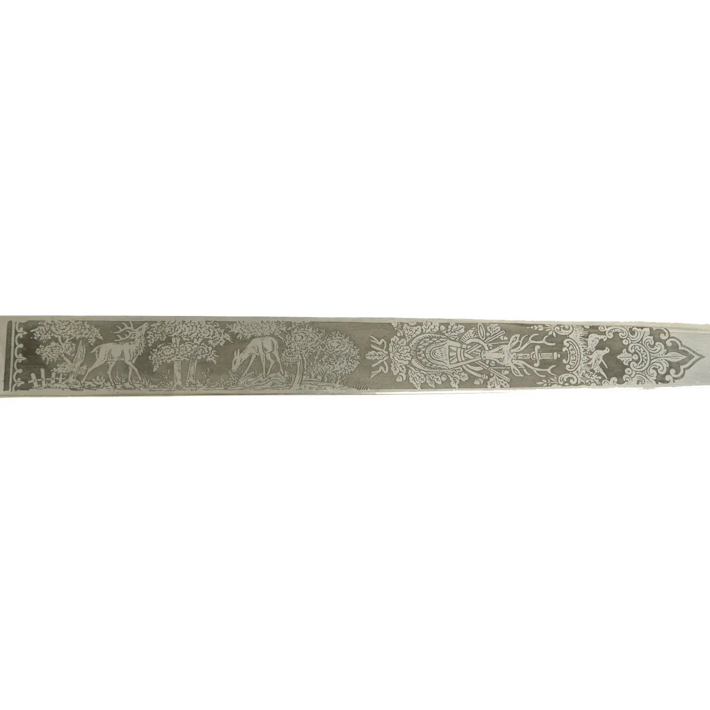 Original German Pre-WWII Hirschfänger Stag Handle Forestry Dress Cutlass by Carl Julius Krebs with Scabbard