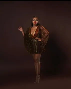 Oyemwen Holiday Collection Dress Red/Gold