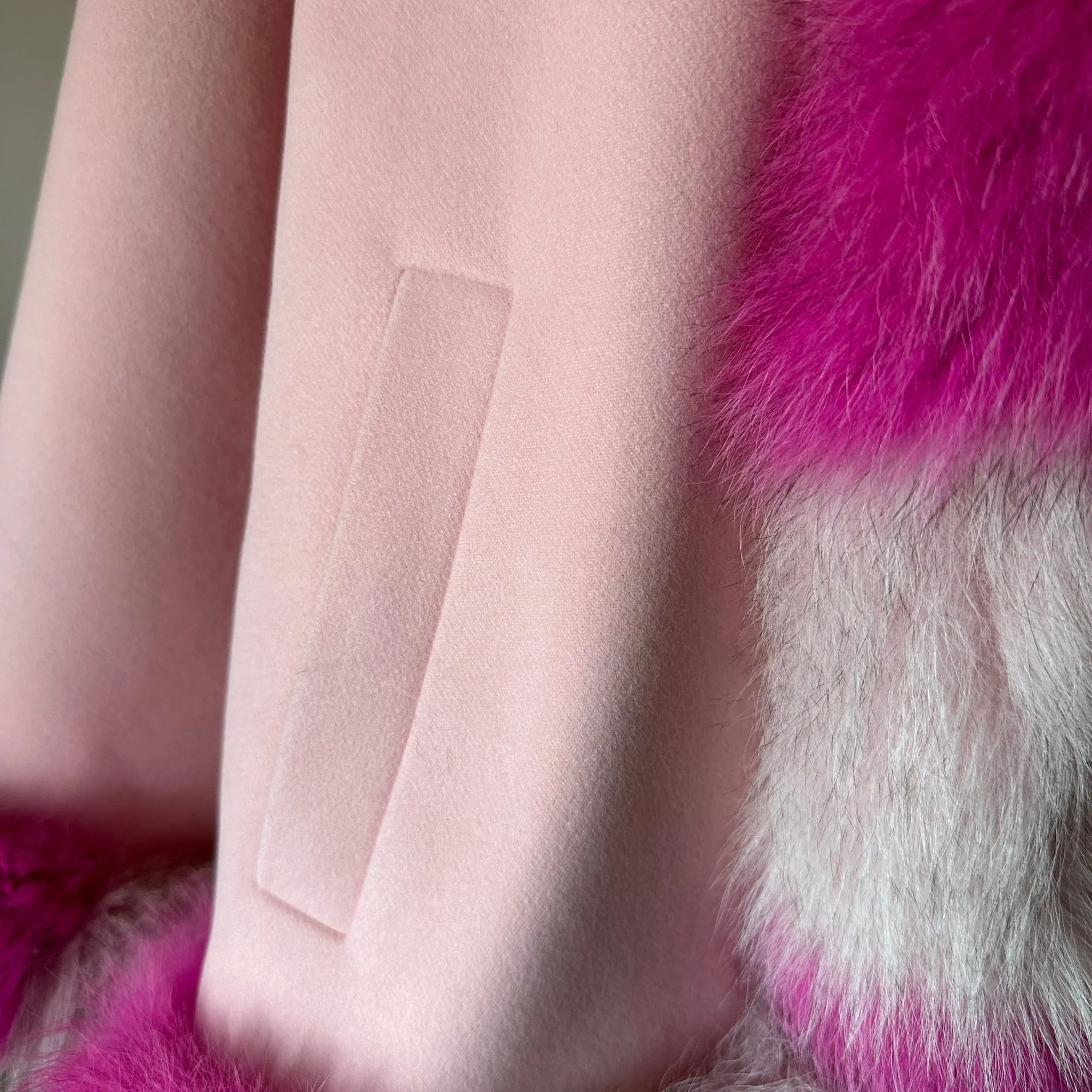 Pink Women Winter Coat Cape Trim Fox Fur, Winter Women's Poncho Jacket lined, Warm Women's coat with a hood