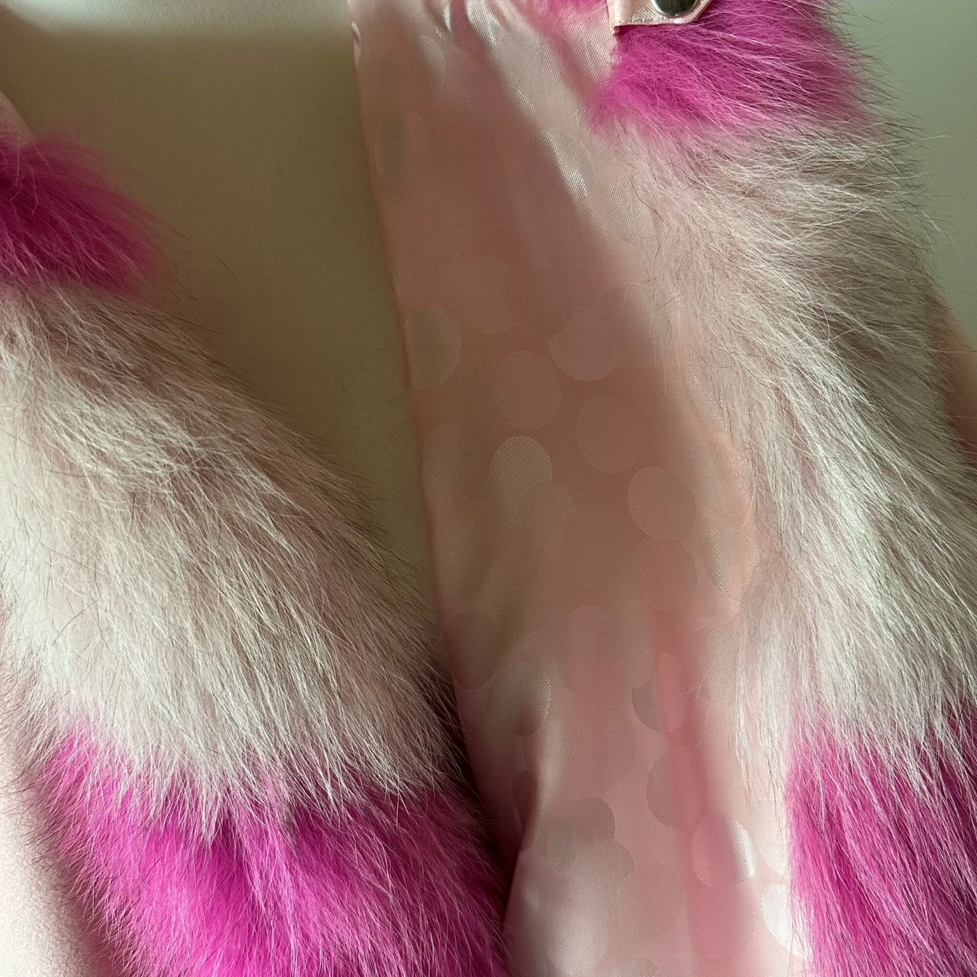 Pink Women Winter Coat Cape Trim Fox Fur, Winter Women's Poncho Jacket lined, Warm Women's coat with a hood