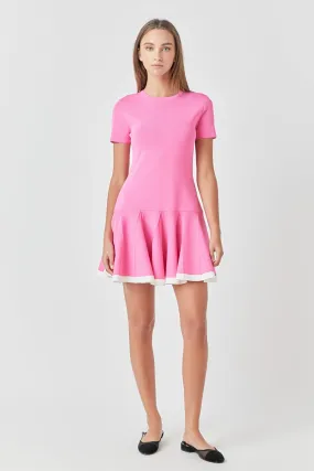 Pleated Mini Knit Dress