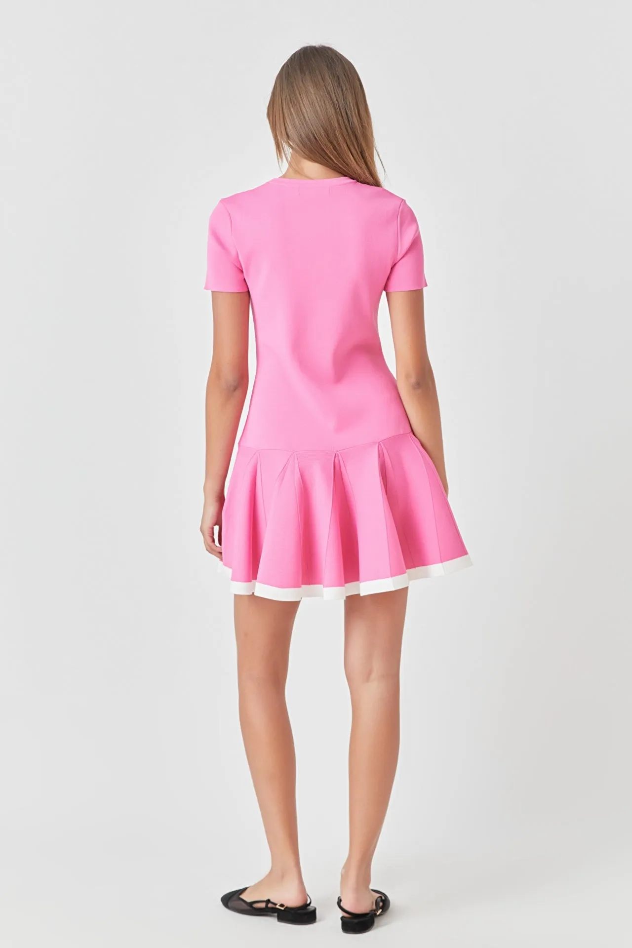 Pleated Mini Knit Dress