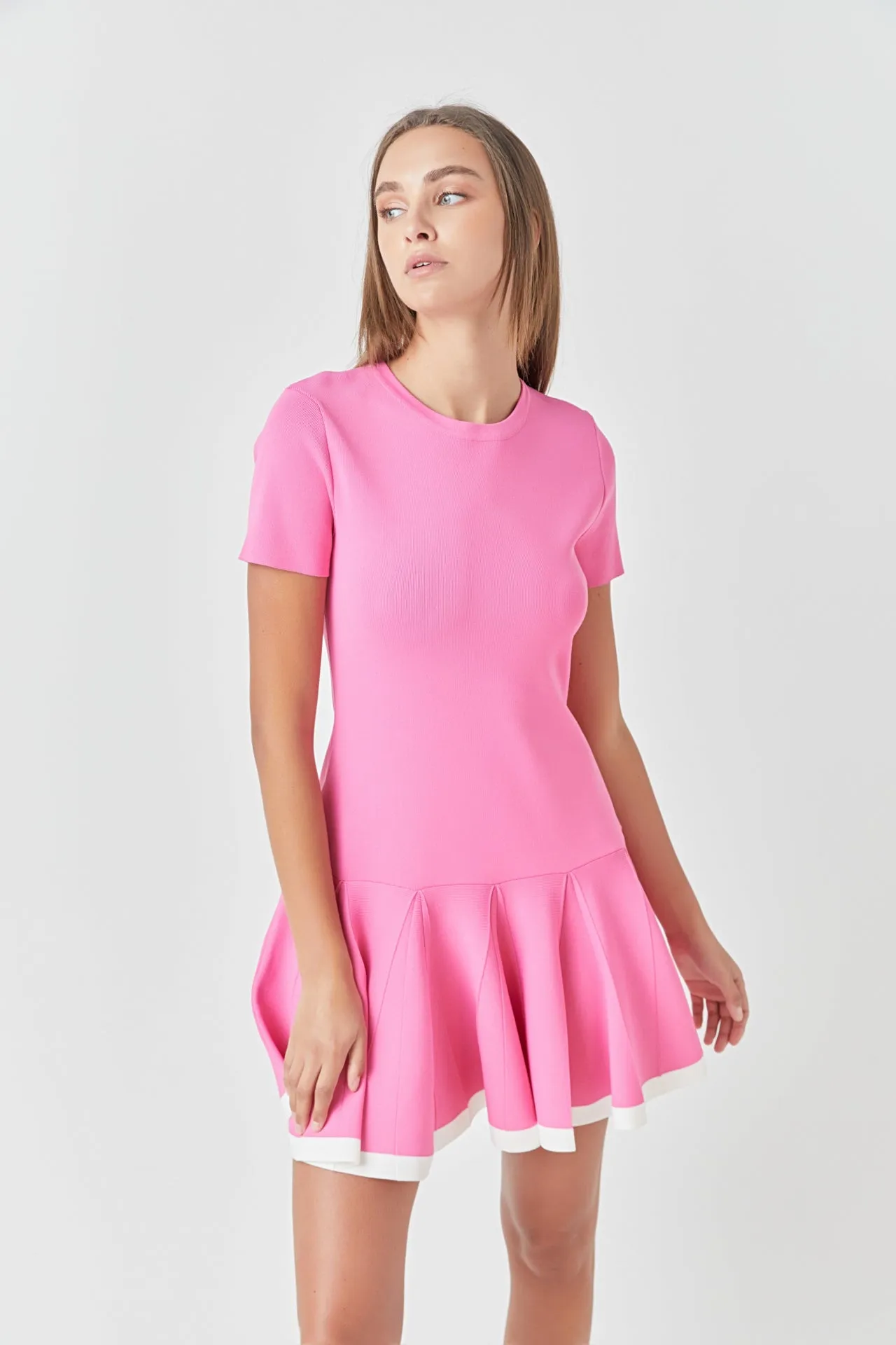 Pleated Mini Knit Dress