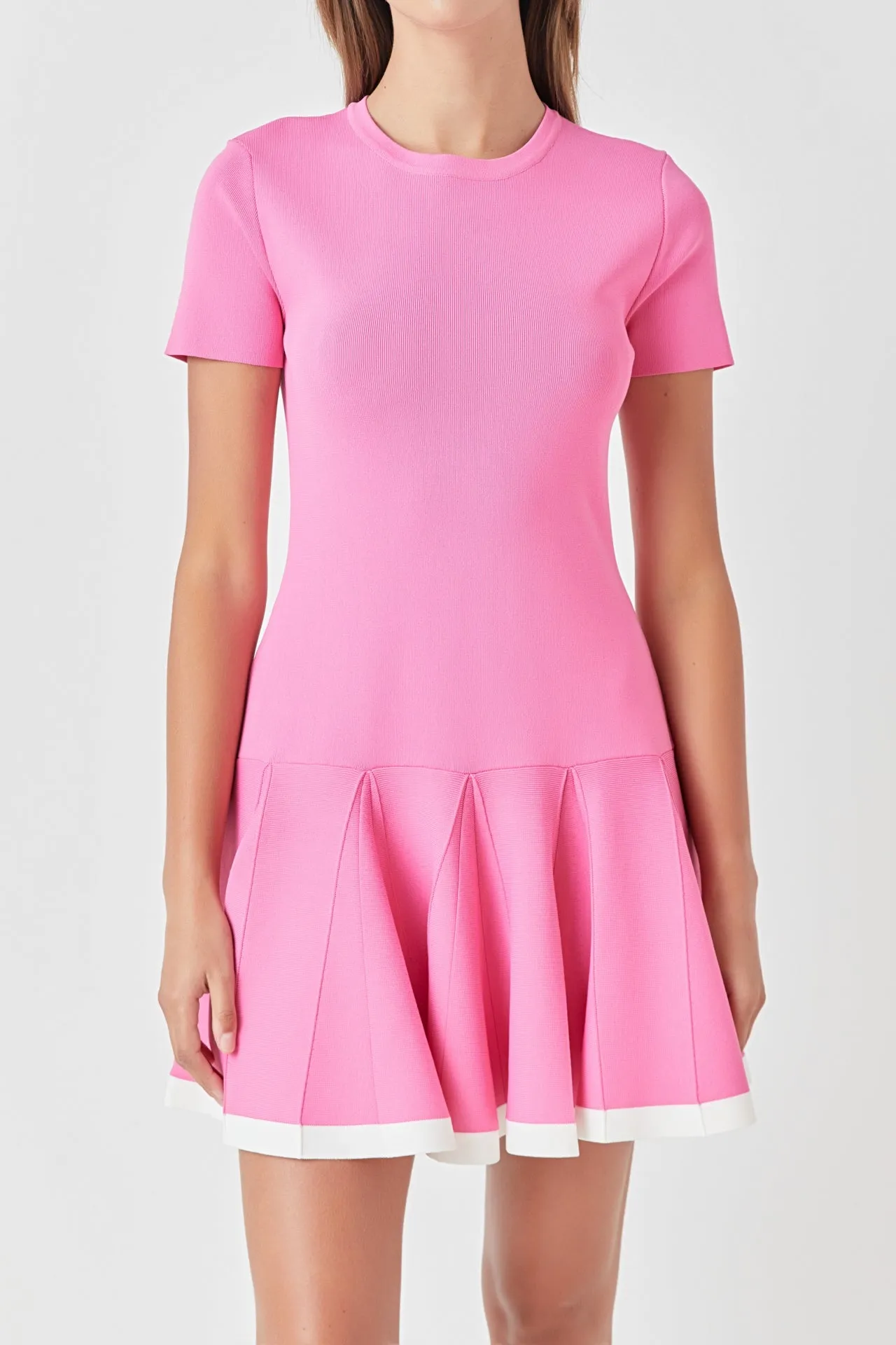 Pleated Mini Knit Dress