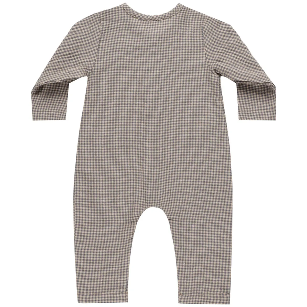 Pocketed Woven Jumpsuit in Indigo Gingham by Quincy Mae