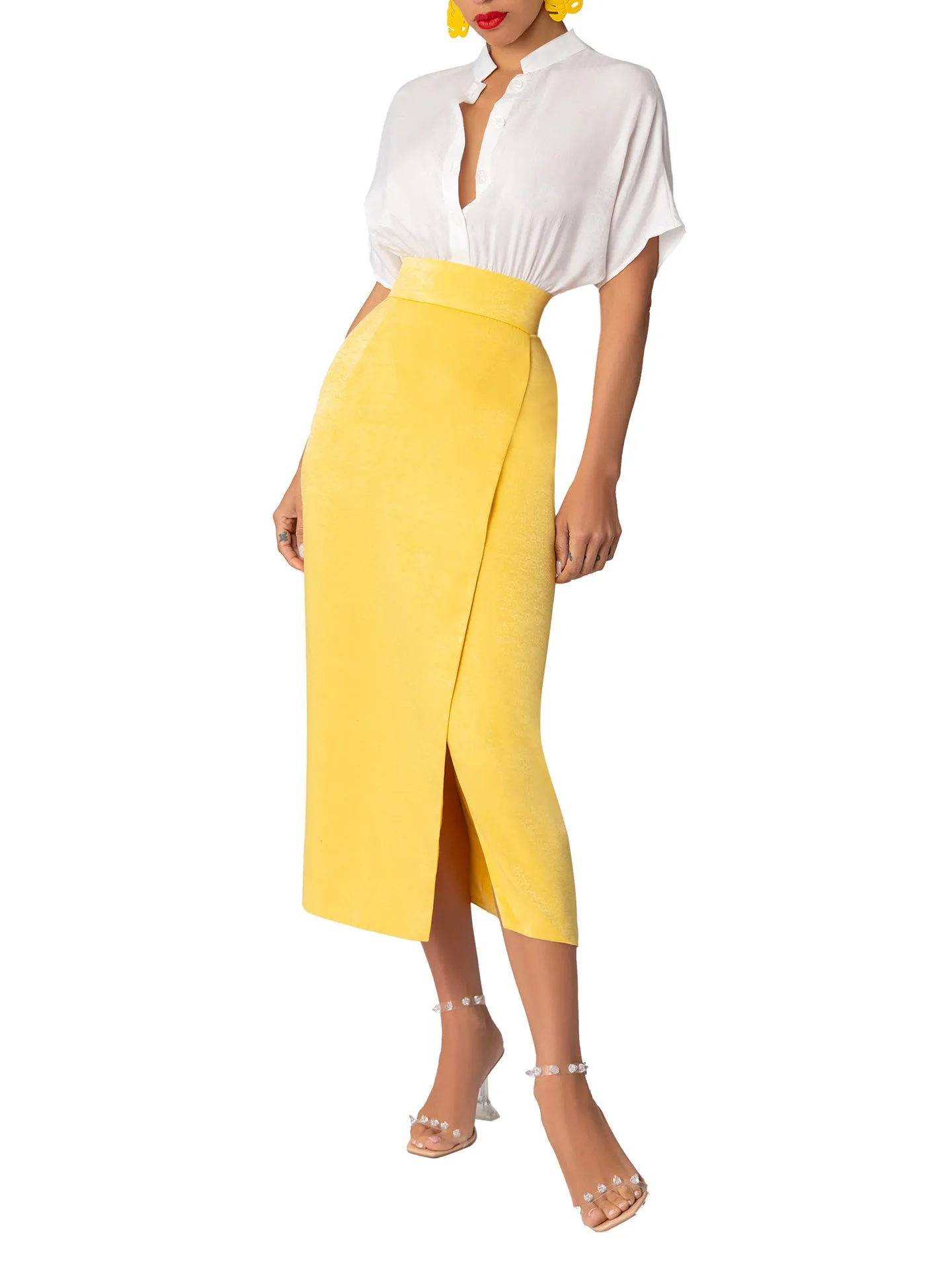 "Yara” Yellow/Ivory Pencil Dress