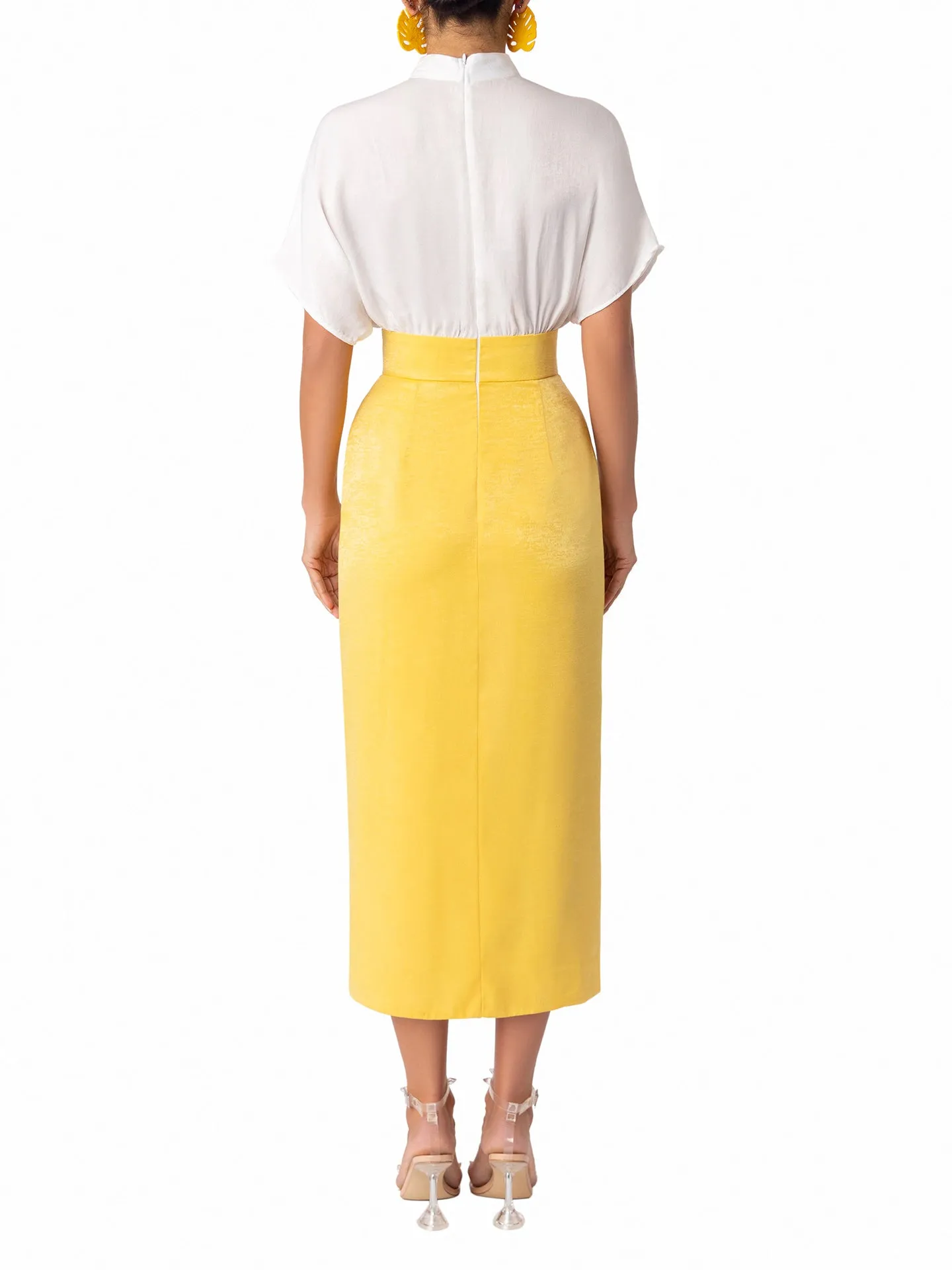 "Yara” Yellow/Ivory Pencil Dress