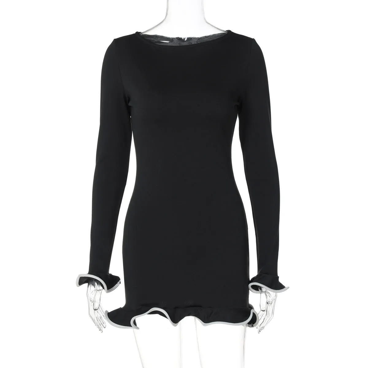 Romy Ruffle Mini Long Sleeve Dress