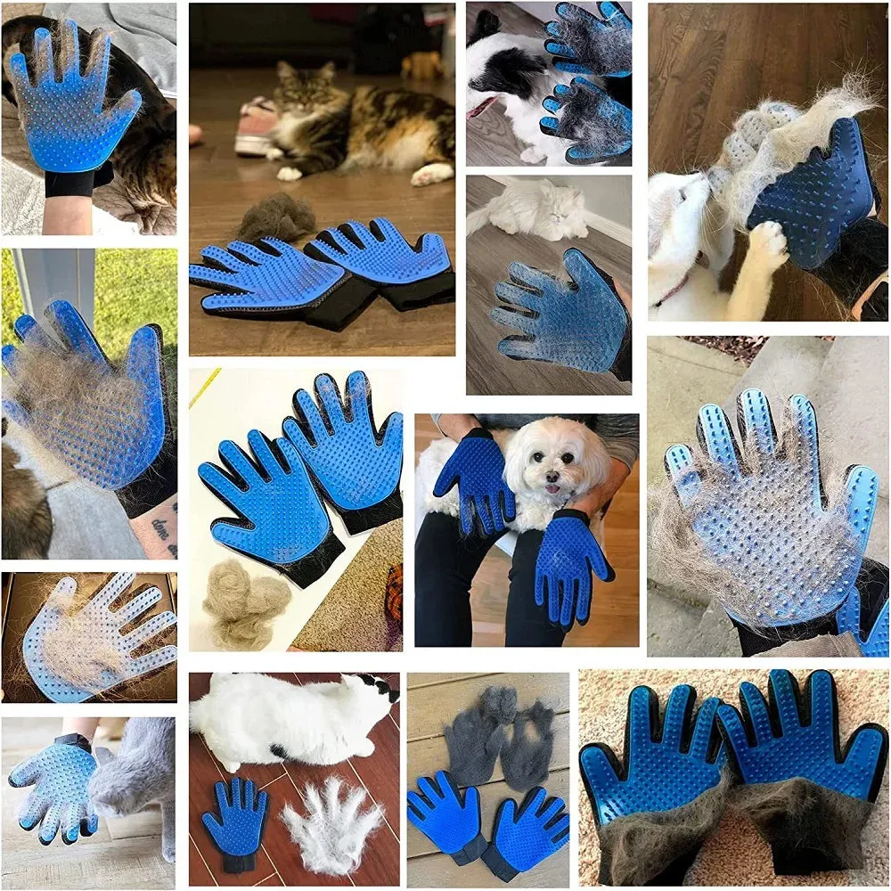 Rubber Pet Grooming Glove - Deshedding and Massage Tool for Cats and Dogs - Bath and Grooming Aid
