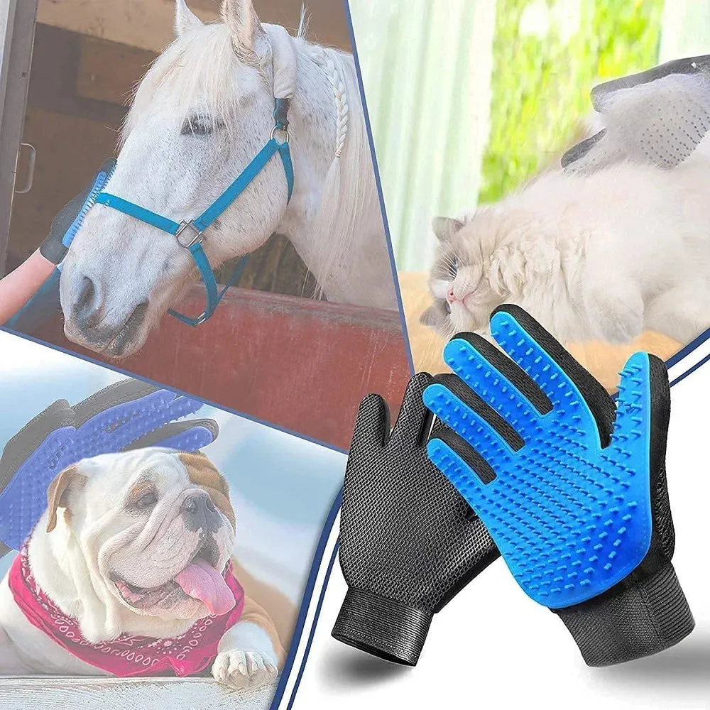 Rubber Pet Grooming Glove - Deshedding and Massage Tool for Cats and Dogs - Bath and Grooming Aid