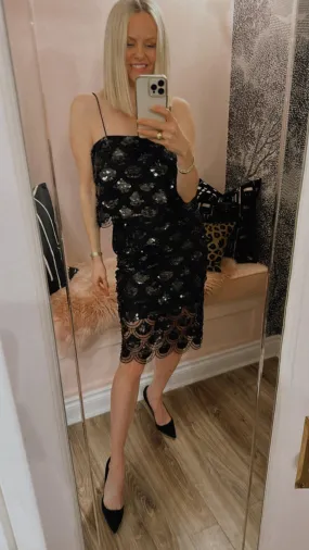 Sequins Pencil Skirt Black