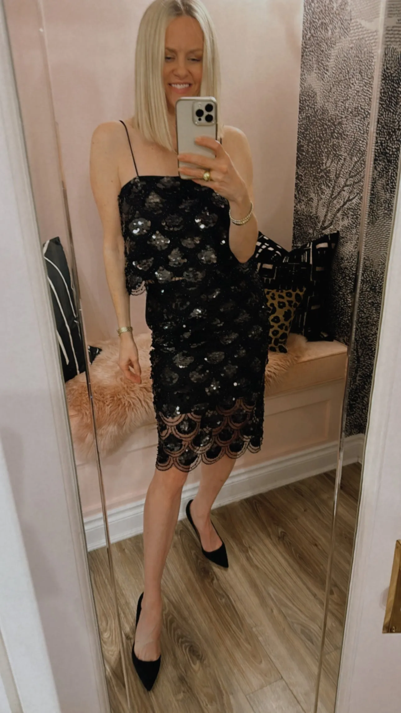 Sequins Pencil Skirt Black