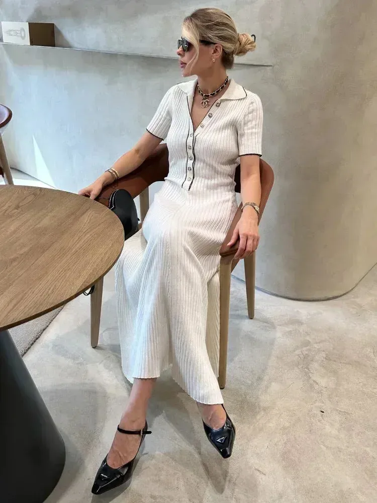 Tossy White Knit Fashion Maxi Dress