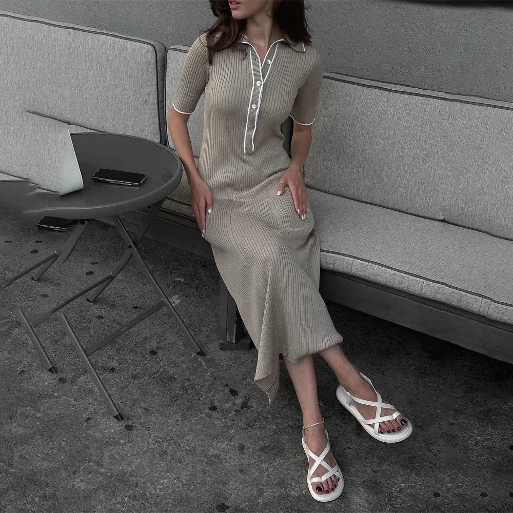 Tossy White Knit Fashion Maxi Dress