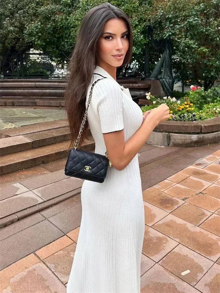 Tossy White Knit Fashion Maxi Dress