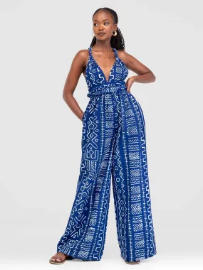Toucan Infinity African Print Jumpsuit - Blue