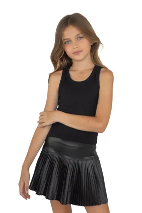 *Vegan Leather Pleated Skirt*
