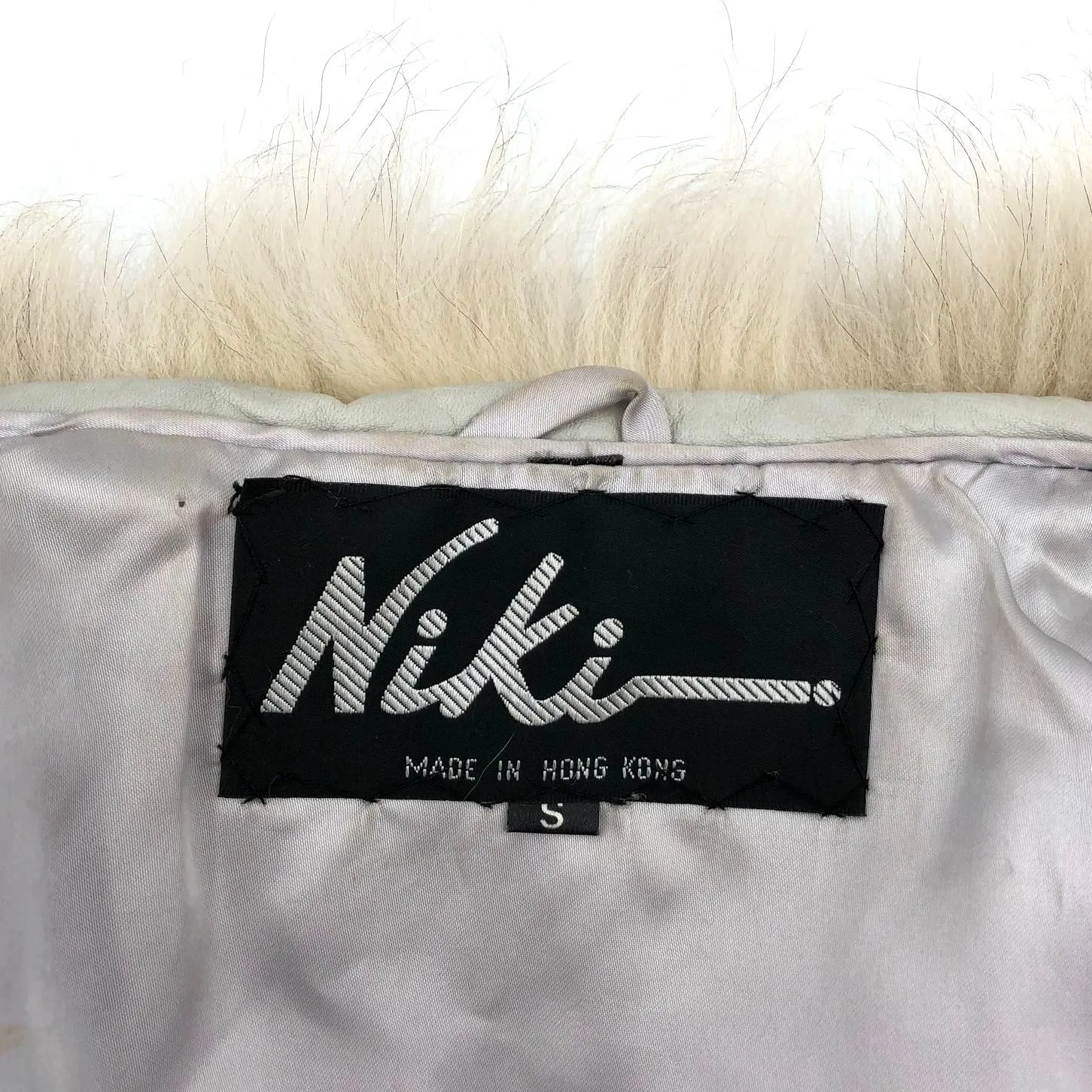 Vintage Niki Women's Cream White/Brown Designer Blue Fox Fur Coat - Size S