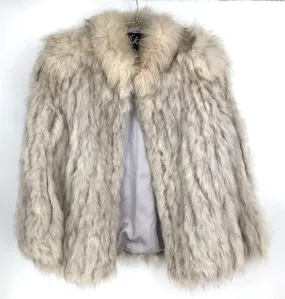 Vintage Niki Women's Cream White/Brown Designer Blue Fox Fur Coat - Size S