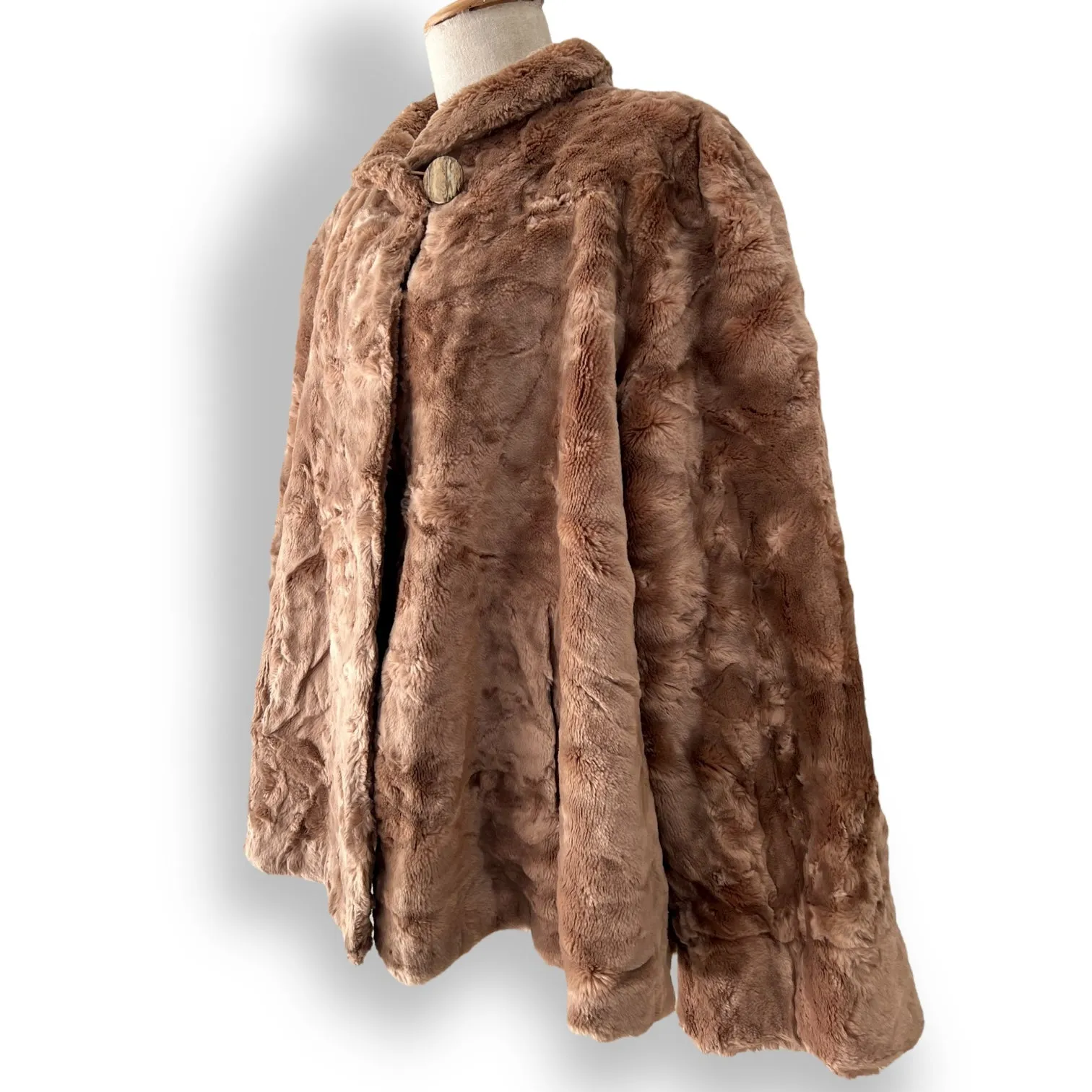 Vintage Tan Faux Fur Coat