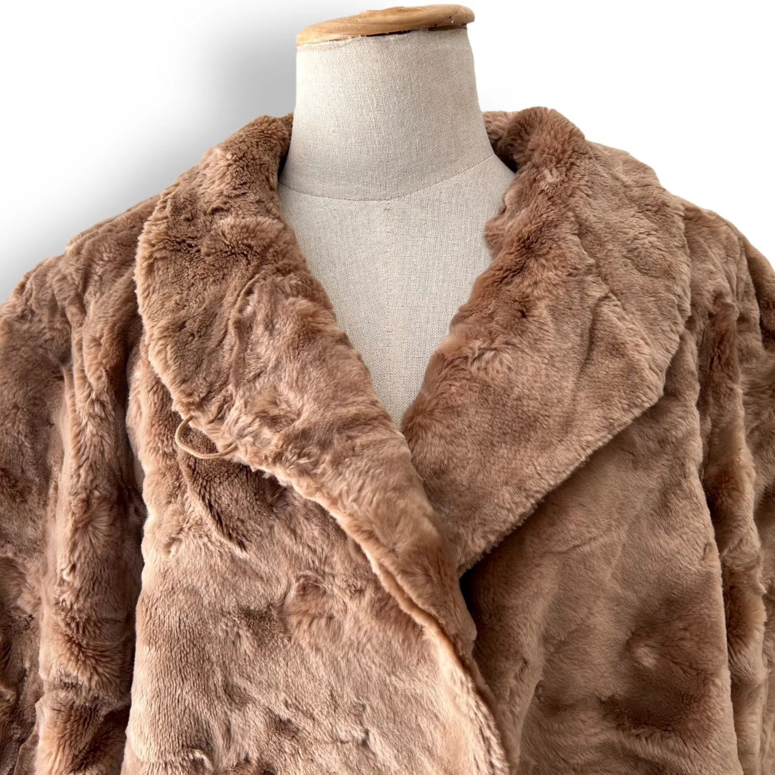 Vintage Tan Faux Fur Coat