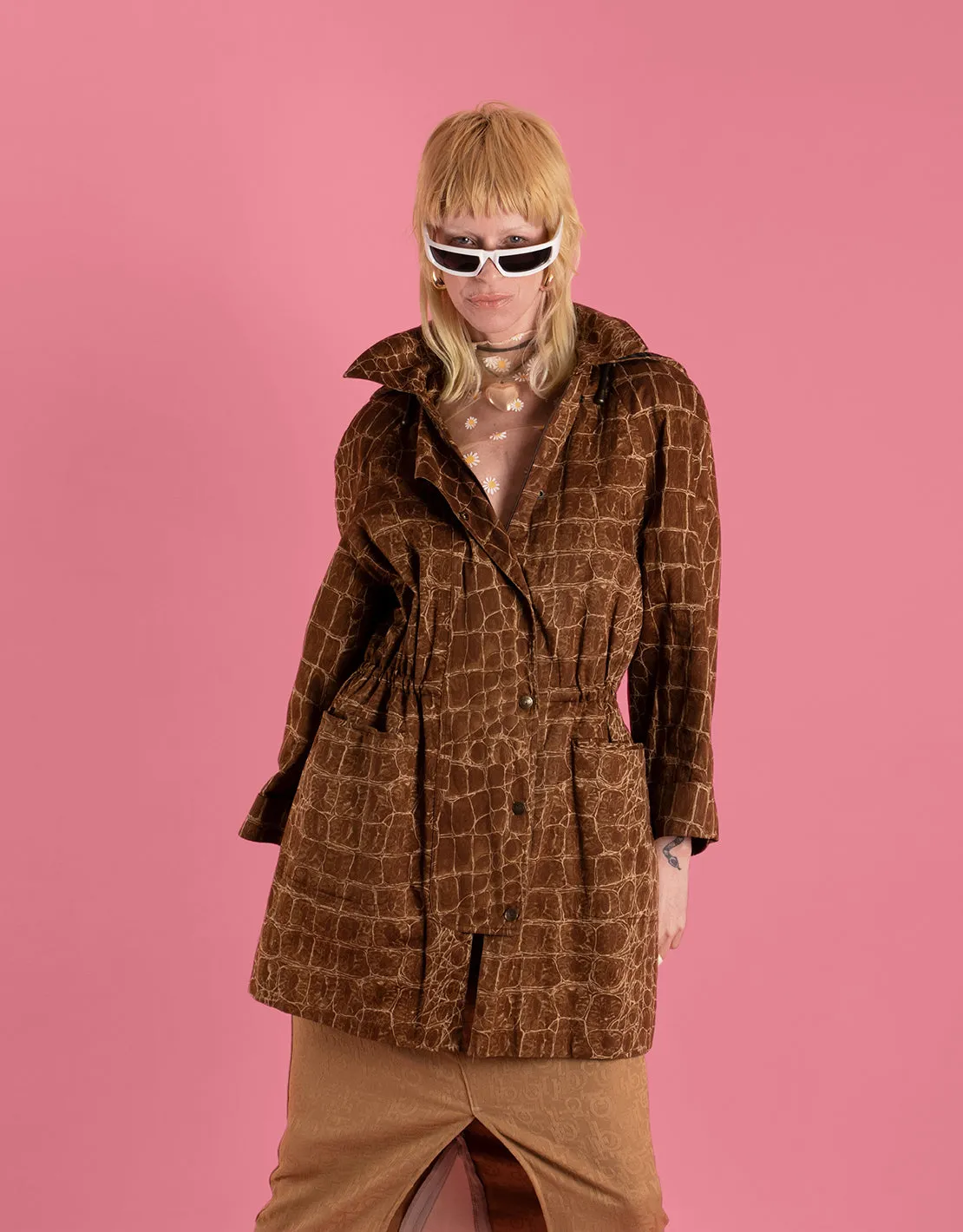 Vintage Valentino Miss V crocodile print coat